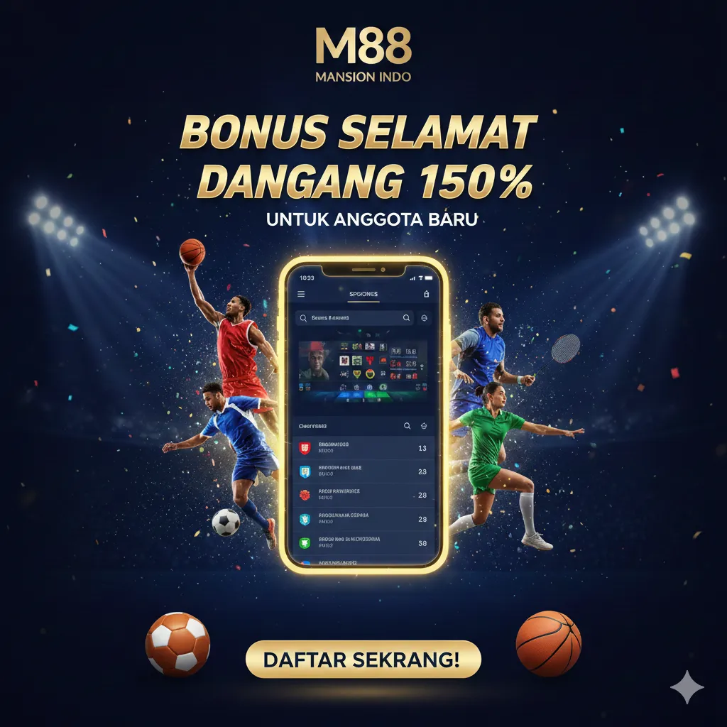 Layar taruhan olahraga M88 Sports untuk pertandingan sepak bola dan basket
